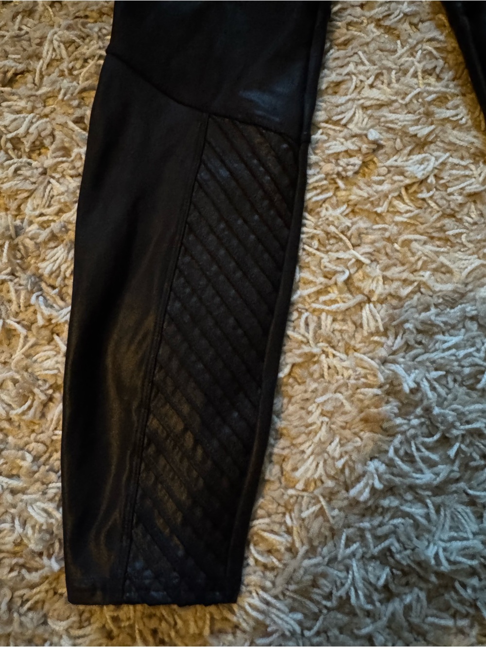 SPANX Black Quilted Faux Leather Leggings - Picture 5 of 8
